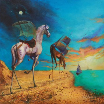  Surrealism Oil Painting - surrealism horse to sea